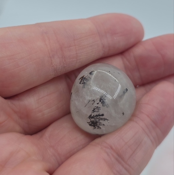 White Black Tourmaline Quartz Crystal Stone Tumble - Picture 4 of 6